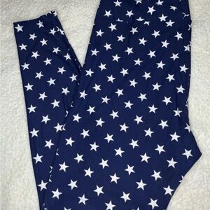 LuLaRoe Dark Blue Leggings with White Stars